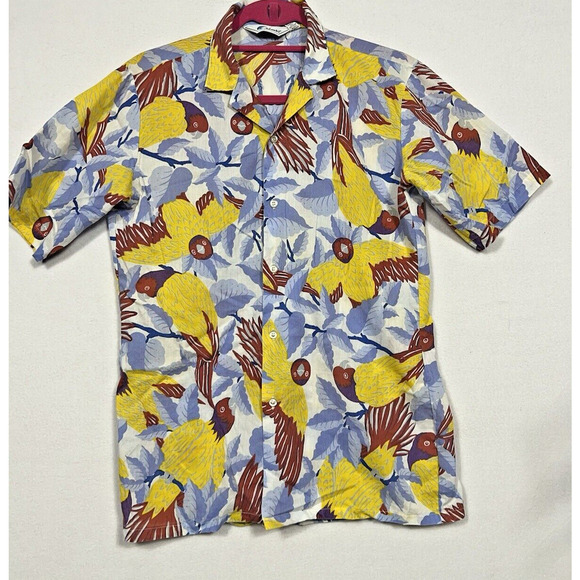 VINTAGE‎ Islander Hawaiian Shirt Small Button Up Birds - Picture 2 of 6